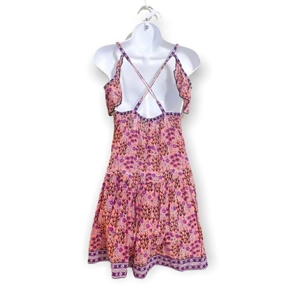 Poupette St Barth dress, Pink Cold Shoulder Criss Cross Back A line Mini dress - Picture 2 of 14